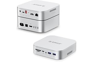 ORICO MiniRaid 2X NVMe/SATA Dock Station pour Mac Mini M4/M4 Pro 10-en-1 USB-C Hub avec HDMI 4K60Hz, 10Gbps, PD60W, Lecteur SD, RJ45 1000Mbps & Double SSD Photographers & Video Editors MR10