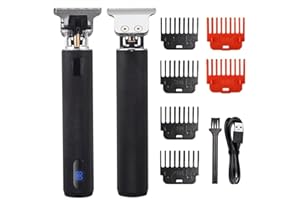 ‎PDKUAI Professioneller Haarschneider, mit 6 Kämmen Bartschneider, elektrischer Trimmrasierer für Herren, Bartschneider mit LED-Anzeige & wiederaufladbarem USB, Konturschneider für Männer/Friseure (Schwarz)