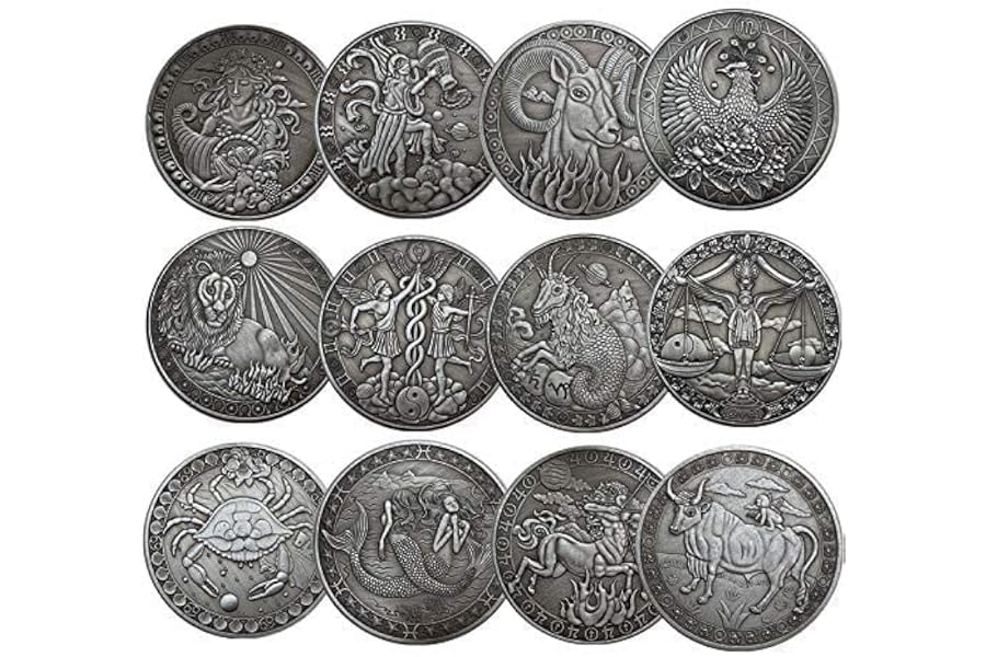 Pièces commémoratives en constellation Béliers/Taurus/Gémeaux/Cancer/Léo/Vierge/Balance/Scorpion/Sagittaire/Capricorne/Verseau/Poissons Collection d'arts souvenirs (Tous 12 constellations)