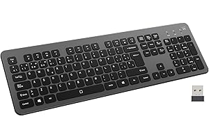 Ewent Teclado Inalámbrico Retroiluminado EW3296 - Bluetooth + Inalámbrico 2.4GHz, Teclado Español, Teclas Silenciosas, Batería Recargable, Tamaño Completo