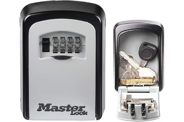 Master Lock Boite a clef sécurisée, Fixation murale, Extérieur, 11.9 x 8.5 x 3.6 cm, Gris/Noir