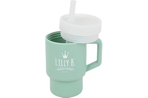 LILLY BELLY Sippy Cup – Silicone Toddler Cup – BPA-Free Baby Cup Safe for Toddlers – Easy to Clean Toddler Water Bottle – Flexible Sippy Cup 12+ Months – Baby Straw Cup with Handle 8oz (250ml) (Sage Green)