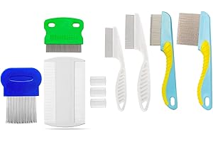 S & S PRODUCTS 10 Pieces Head Lice Nit Comb Treatment for Any Type Of Hair, Best of Lice Combs For Nit Treatment Set, Remove Head Nits Fine Tooth Double Side Long Handle Metal Nit Comb for Headlice
