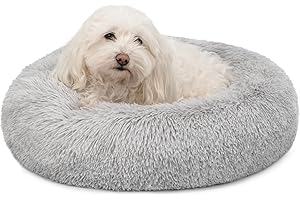 lionto Lit Donut pour Chiens et Chats, lit Rond Moelleux pour Petits et Grands Animaux domestiques, Ø50 cm, lit pour Chats en Peluche Doux, Coussin pour Chien avec Rembourrage Extra épais, Gris Clair