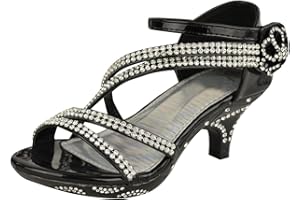 FASHION THIRSTY Girls Party Shoes Children Toddler Little Big Kid Diamante Low Heel Party Bridesmaid Wedding Shoes Evening Parties Occasion Comfort Heeled Strappy Dress Shoe Cushioned Footbed Mary Jane Princess Shoes