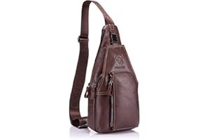 BULLCAPTAIN QUEAMBLER Borsa Tracolla Vera Pelle Uomo, Pacco Petto Vera Pelle Uomo Zaino Monospalla, Borsello a Spalla, Borse a Zainetto Crossbody Messaggero Sport Viaggio Marrone