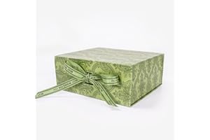 HKF HO KI HO HOKIHO Green Gift Box,21 x 18.5 x 8.5 cm,Luxury Magnetic Gift Box with Lid Ribbon Greeting Card,Gift Packaging Box for Birthdays, Holidays, Anniversaries