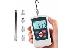 VISLONE Digital Force Gauge 500N 50kg 110Lb med 6 armaturer | Tryck-dragmätare, bakgrundsbelyst skärm, 3 lägen, 4 enheter omkopplingsbar, automatisk avstängning, förvaringsfodral ingår