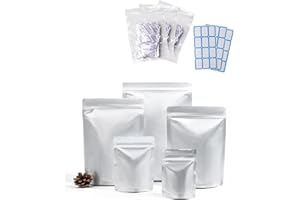 CanHighGer Mylar Bags für die Lebensmittelaufbewahrung mit Sauerstoffabsorbern und Blankoetikett, wiederverschließbare Standbeutel mit Reißverschluss und heißversiegelbare(25pc, 25x35CM=9.8x13.7in)