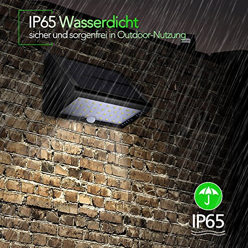 Solar Aussenleuchte, CroLED Solarleuchte 35 LED Außenwandleuchte Solar Wandleuchte 4000mAh Solar Gartenleuchten 4 Modi mit Bewegungsmelder Solarlampen mit 180° Weitwinkel - 6