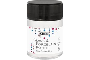KREUL 49450 - Porcelain Potch, 50 ml vetro, tovagliolo trasparente Colla e vernice per disegni su porcellana e vetro, a base d'acqua