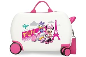 Disney Joumma Minnie Party Maleta de Cabina Blanco Maleta Infantil, Rígida ABS Cierre de combinación Lateral 28,4L 2 kgs 4 Ruedas Dobles Equipaje Mano