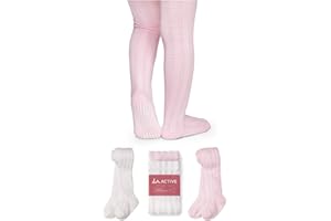 LA Active Collant Fille - Paires de Leggings en Coton Doux à Semelles Antidérapantes pour Nouveau-né, Bébé et Fille