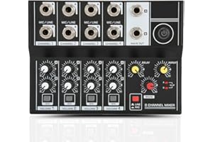 SUTINNA Professional Audio Mixer, Portable 8‑Channel Input Stereo Audio Mixer Sound Board Console Microphone Amplifier Console for Studio, Podcasting