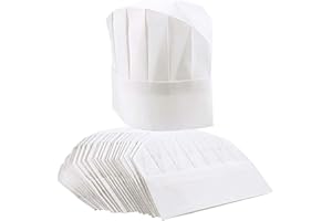 JUVALE Toques de Chef en Papier Blanc, Lot de 24 Couvre-Chef de Cuisine Jetables, Réglables, 50-56 cm