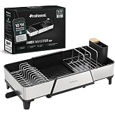 Prohane INOX MASTER KD600 | 304 Paslanmaz &Ccedil;elik Genişletilebilir Bulaşıklık | Geniş Kapasiteli Tezgah &Uuml;st&uuml; Kurutmalık, Su Tah