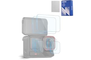 NEEWER Displayschutzfolien Set kompatibel mit Insta360 Ace Pro 2 (2er Pack), 9H gehärtetes Glas, PET Schutzfolie, Zubehörset mit Aufbewahrungsetui für Kamera Objektiv, Front und Rückdisplay, CA150