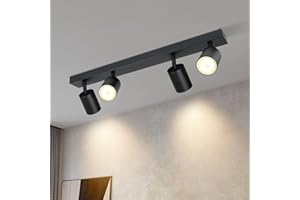 Lichtmaler Lampa Sufitowa Nowoczesna Czarnym - Sufitowy Reflektor LED Obrotowy GU10 - Sufitowa Scienna Spot 4 Płomień do Kuchni Sypialni Salonu, bez Zarówek