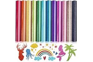 Souarts 12 Vinyle de Transfert de Chaleur de Saint-Valentin Feuilles de Vinyle Thermocollant Papier Transfert Feuilles Adhésives Film pour T-Shirt Textiles