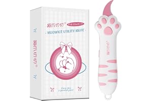 MEOWKIT Skärkniv, infällbar boxöppnare med non-stick-beläggning rostfritt stålblad och katttasshandtag, universalkniv för att öppna låda, kuvert, brev och kuponger