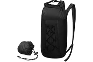 Desoto 20L Waterproof Dry Bag - Roll Top Dry Sack Waterproof Backpack with Shoulder Straps for Kayaking Rafting Boating Hiking Camping Riding and Fishing (Black)
