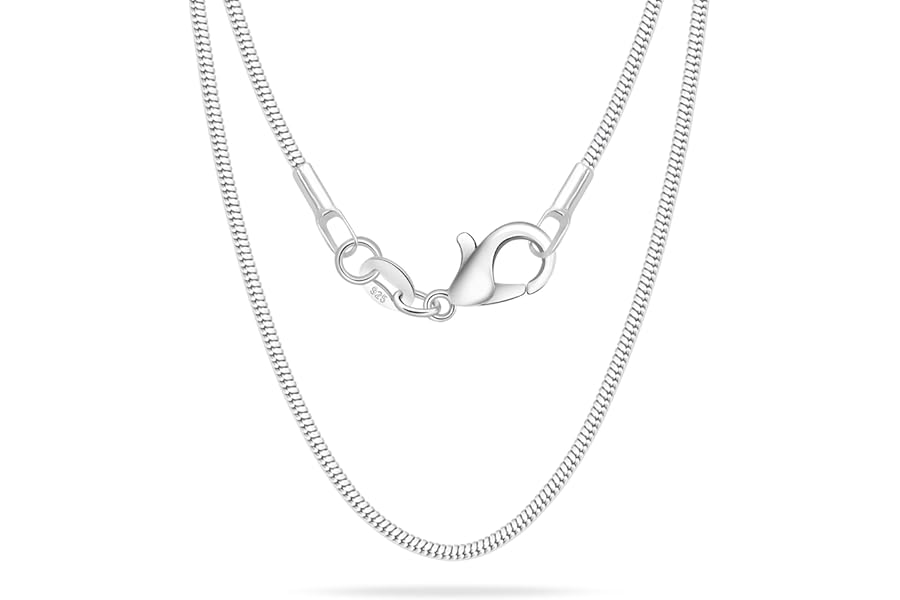 Casxyue S925 Silver Chain For Women Girls 16" 18" 20" 22'' 24" 26'' 28" 30" Inch Curb/Snake/Cross/Box/Bead Chain Necklaces