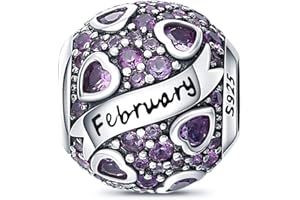 LONGLUCK Breloque 12 mois en argent 925 avec pierre de naissance Convient aux bracelets et colliers Bijoux Cadeaux pour femmes