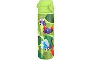 ION8 Butelka na Wodę ze Lekki Stali, 600 ml/20 oz, Nieocieplany, Szczelna, Łatwe Otwieranie, Bezpieczny Zamek, Można Myć w Zmywarce, Higieniczne Pokrycie, Składany Uchwyt, Owady I Życie