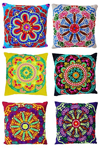 Indisches orientalisches orient Kissen Dekokissen Zierkissen sofakissen bestickt Balkis (4) – 45x45cm inkl. Füllung - 4
