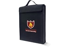 TsunNee Bolsa de documentos ignífuga con correa de mano, Bolsa de documentos resistente al agua, Bolsa de seguridad ignífuga, Bolsa incombustible de seguridad, 15x12x2.5 pulgadas