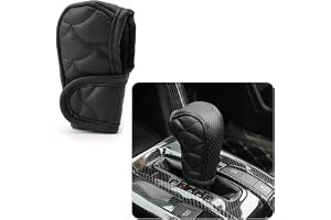 IHOTDER Leather Gear Shift Cover with Breathable Design,Fashionable Shift Knob Cover for Car Decor,Universal Car Accessories Interior Gear Shift Knob Cover Protect Shift Knob (Black)