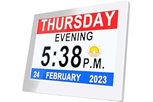 Véfaîî Newest 19 Alarms Day Clock,20 Custom Reminders and Remote Control, 8" Large Dementia Clocks with Date and Day of The Week, Digital Desk Wall Clock for Seniors Alzheimer’s