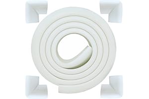 M2cbridge L Shape Extra Thick Furniture Table Edge Protectors Foam Baby Safety Bumper Guard 2 M (Off White with 4 Corners)