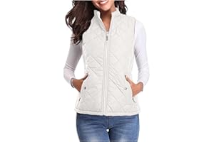 vokkrv Chaleco Mujer Acolchado Invierno sin Mangas Chaqueta de Cintura Cuello Alto Cremallera Chaleco Plumífero Plegable y Ligero Chaqueta sin Mangas Entretiempo Otoño Abrigo sin Mangas Exteriores