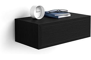 Mobili Fiver, Riccardo Wall bedside table, Black, Made In Italy