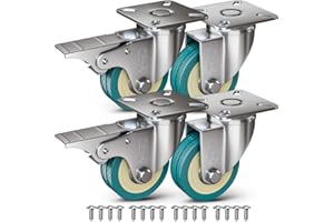 GBL - 4 Ruedas para Muebles + Tornillos 200KG | 50mm Ruedas Giratorias, Rueda Pivotantes, Ruedas Con Freno Industrial Con Placa de Montaje