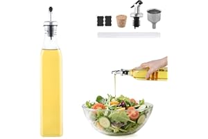 Beylce 1 x 500ml bouteille huile olive bec verseur, distributeur huile d'olive avec bouchon antisalissure, étiquette, bouchon de liège, marqueur pour tableau blanc, entonnoir en acier inoxydable