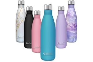Gofady Insulated Water Bottle, 304 Stainless Steel 500ml Sports Flask, BPA-Free, Leak Proof, Double Walled Vacuum Thermal Bottle for Hot and Cold Drinks, Frosted Coated for Work, Gym, Travel (Blue)