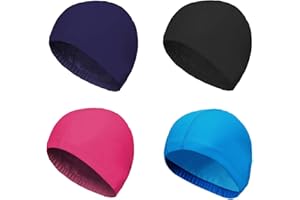 SUNTRADE 4-Pack Man Women Pure Color Nylon Spandex Fabric Swim Cap Swimming Cap Bathing Cap