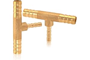 2 stycken mässings-T-stycke slanghylsor, 6 x 4 x 6 mm krokanslutning