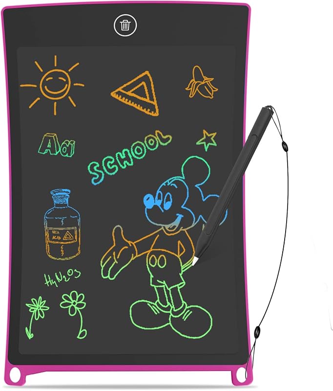 Girls Gifts, Kids Drawing Pad, Toys for 2 3 4 5 6 Year Old Boys, Girls, 8.5 inch Reusable Sketch Writng Board, Erasable Doodle Tablet with Lock, Birthday (Pink)