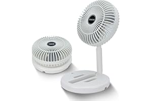 TOWEAR Ventilador de Sobremesa, 6000mAh Ventilador de Mesa Plegable Silencioso Portatil USB Recargable, 3 Velocidades para Hogar Oficina Viajes (blanco)
