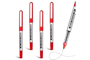 Telidif Red Pen, 0.5mm Fine Tip Smooth Red Rollerball Pens, Quick-Drying Liquid Ink Writing Pens for School, Office, and Daily Use, Comfortable Grip, Smudge-Free, Pack of 4