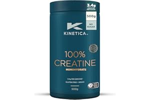 Kinetica Sports Creapure® 100% Creatine Monohydrate Powder - Unflavoured | 3.4g Creatine/Serve, 147 Servings/500g Pack | Vegan & Gluten Free | Optimum for High Physical Performance & Muscle Power