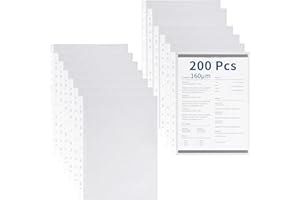 OFFICESWIFT Punched Pockets A4 Heavy Duty Poly Pockets A4 Clear Plastic Wallets Top Open 11 Hole Sheet Protectors for 2/3/4 Ring Binder for Filing Folders Sleeves Documents (200 Pcs-8C(0.16mm))