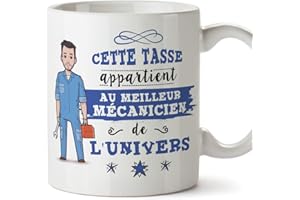 Mugffins Mécanicien Tasses Originales de café et Petit-déjeuner à Donner Travailleurs Professionnels - Cette Tasse Appartient au Meilleur Mécanicien de l'univers - Céramique 350 ML