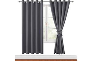 Hiasan Verdunklungsvorhänge Gardinen mit Ösen,Dunkelgrau Blickdicht Vorhänge,2 Stück,167 x 183 cm (Breite x Höhe),weiche Schiebevorhänge für Schlafzimmer,Wohnzimmer usw.