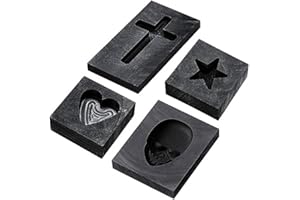 TOKISO Stampo per Lingotti di Grafite 3D Raffinazione Rottami Stampo per Fusione per Fusione di Metallo e 4 Pezzi