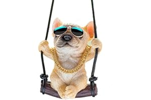 TQPUWT Ornement Suspendu Voiture Oscillante, Ornement de Voiture Bouledogue, Mignon Chien Carlin Pendentif Miroir de Voiture Rétroviseur, pour Rétroviseurs de Voiture, Portes, Maison, multicolore