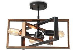 ENCOFT DIY Lampada da Soffitto Girevole in Metallo, Lampada a Sospensione E27 con 3 Luci, Lampadario Plafoniere Interno Industriale per Soggiorno Sala da Pranzo, Nero Senza Lampadina